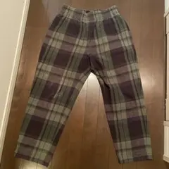 GU チェック柄 イージーパンツ グリーン系