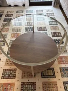 IKEA VITTSJÖ（ヴィットショー）円形 センターテーブル ガラス天板