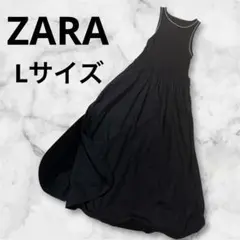 美品✨ZARA ザラ ノースリーブ ドッキングワンピース バルーン ブラック L