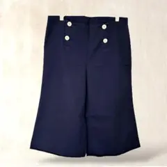 ハートダイアリー　ワイドパンツ　七分丈【W70H95】ネイビー系　カジュアル　綿