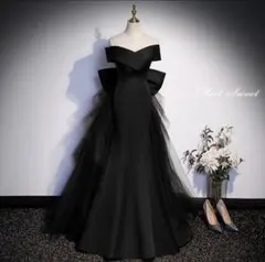 ブラックオフショルダーマーメイドドレス