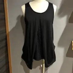 【新品未使用】ブラック 黒 ノースリーブ レース チュニック Lサイズ