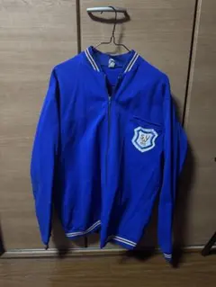 青色 ジップアップジャケット 胸ポケット付き