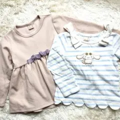 【100】プティマイン シナモロール コラボ 長袖カットソー チュニック 女の子