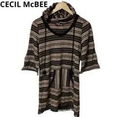 CECIL McBEE　ストライプ柄 フード付き チュニック 五分袖 y2k