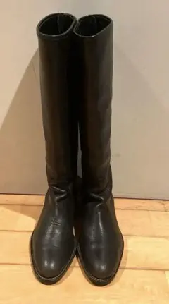 【SALE】 ブラックレザーロングブーツ　※褪色有り