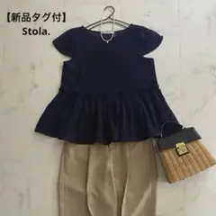 【新品タグ付】Stola. レース フリル トップス ネイビーのサムネイル