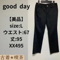 【美品】good day ブラックカジュアルパンツ L ポケット