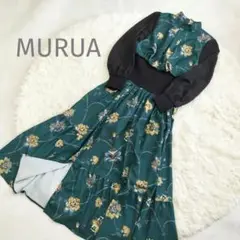 MURUA ウエストリブワンピース グリーン