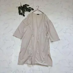 7797✾シップス✾ロングカーディガン/綿100/ボタンレス/七分袖/ベージュ系のサムネイル