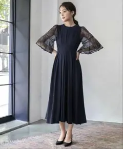 【GIRL】 結婚式お呼ばれ ワンピースドレス ネイビー