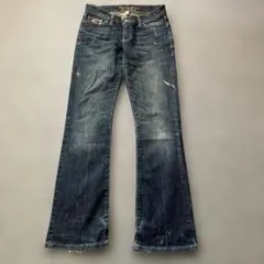 00s アバクロ ローライズ ダメージ ペイントブーツカットデニム　y2kのサムネイル