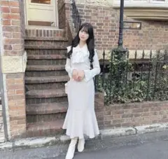 アンミール anmilleピンク ツイード マーメイドロングスカート