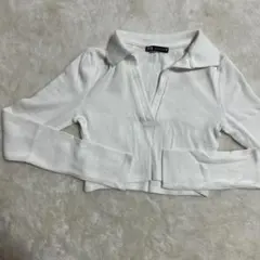 ZARA 白　長袖カットソー　Sのサムネイル