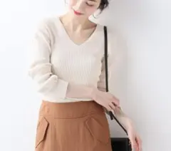 スローブイエナ　IENA ヘンケイリブプルオーバー　ニット　トップスのサムネイル