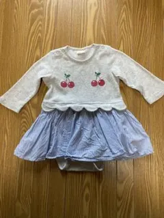 petit main チェリー柄 ワンピース ロンパース　80