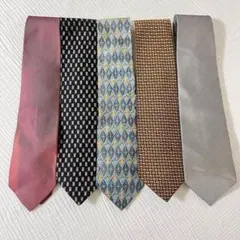 ⑫ 【まとめ売り】 ブランド 小紋柄 チェック ソリッド 5本セット