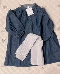 新品タグ付き アプレレクール デニムワンピース レギンス 90cm