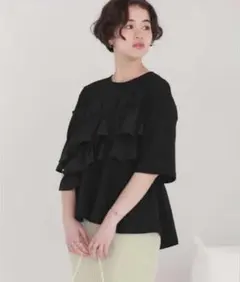 アシンメトリーギャザーフリルドッキングトップス