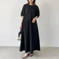 美品 ヘヨン HYEON ウエストタックボリュームドレス ワンピース パフ袖