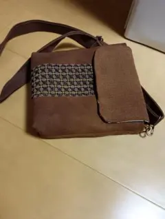柿渋染酒袋一目刺しミニショルダーバッグ(ハンドメイド）のサムネイル