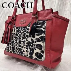 希少】COACH コーチ ショルダーバッグ F24103 レオパード柄 レザー 