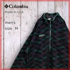 USA製★コロンビア★フリース★ハーフジップ★プルオーバー★三角タグ★総柄