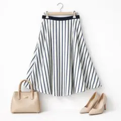 GALLARDAGALANTE♡ミディ丈 ストライプフレアスカート上品 0サイズのサムネイル