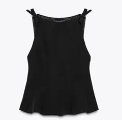 ZARA ペプラムリボントップス S ブラック