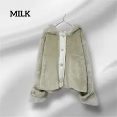 MILK 　ボアジャケット　ファーコート　フード付き　ベージュ　可愛いのサムネイル