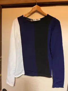 長袖ニット 白 黒 青