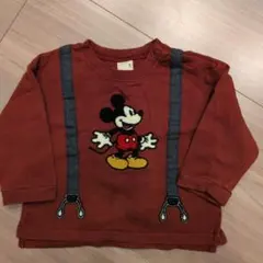 値下げ！！petitmain　ミッキーサスペンダートップス　80