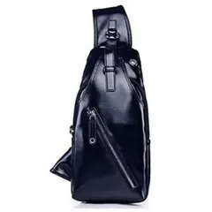 ◇新品送料無料◇ネイビー【藍色】メンズ ショルダーバッグ 防水 レザー 斜め
