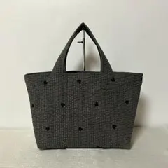 ヌビ　手さげトートバッグ（グレー×ブラックハート）ハンドメイド