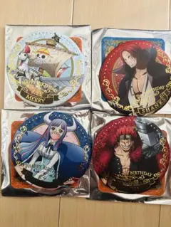 ワンピース バースデージュエリー缶バッジ　シャンクス　キッド　ウルティ　メリー