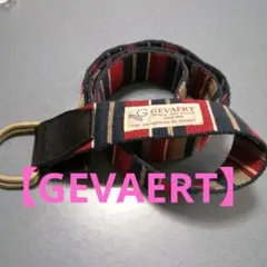 【GEVAERT/ゲバルト】マルチストライプ Wリング ベルト 赤 ネイビーのサムネイル