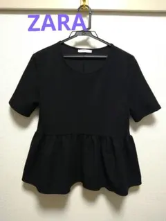 ZARA　ザラ　トップス　カットソー　半袖　ペプラム　ポンチ素材