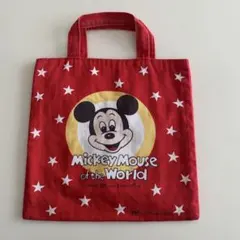 ミッキーマウス トートバッグ ミニバッグ　ディズニー 赤 昭和レトロ　年代物