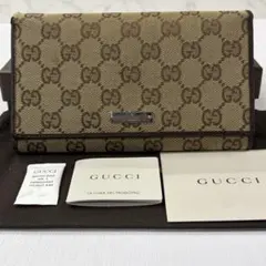 新品同様‼️ グッチ　GUCCI 財布　二つ折り　長財布　GGキャンバス　がま口