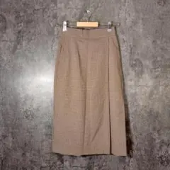 ✨UNIQLO✨ユニクロ♡ナロースカート♡後ろファスナー♡チェック♡茶系(S)