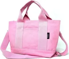 【新品】ミニトートバッグ ファスナー付 2way ショルダー ピンク