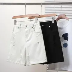 ショートパンツ オシャレ 着痩せ 破れジーンズ ゆったり 大きいサイズ 五分丈