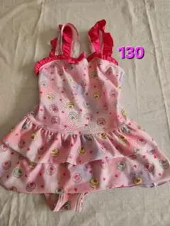 マカロン柄 フリル付き ワンピース水着 130