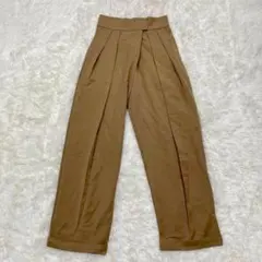 新品タグ付き　ゾシヤ　ベージュ タックワイドパンツ　【L】　マジックテープ