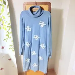 未使用 Cleo Sun タートルネック ニットワンピース LL ブルーグレー