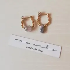 No.36　クリスタルとコッパーオパール*小粒メタルビーズ　ピアス／イヤリング