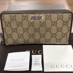 新品同様‼️ グッチ　GUCCI 財布　長財布　GGキャンバス　ラウンドファスナー