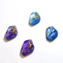 青紫カラーの波石レジンピアスセット　カボション