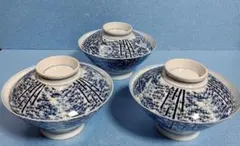 【有田焼 波佐見焼】 青と白の竹模様 蓋付き丼 3個セット の2箱