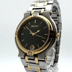 極美品✨稼働 GUCCI 9000M ブラック文字盤 コンビ デイト クォーツ